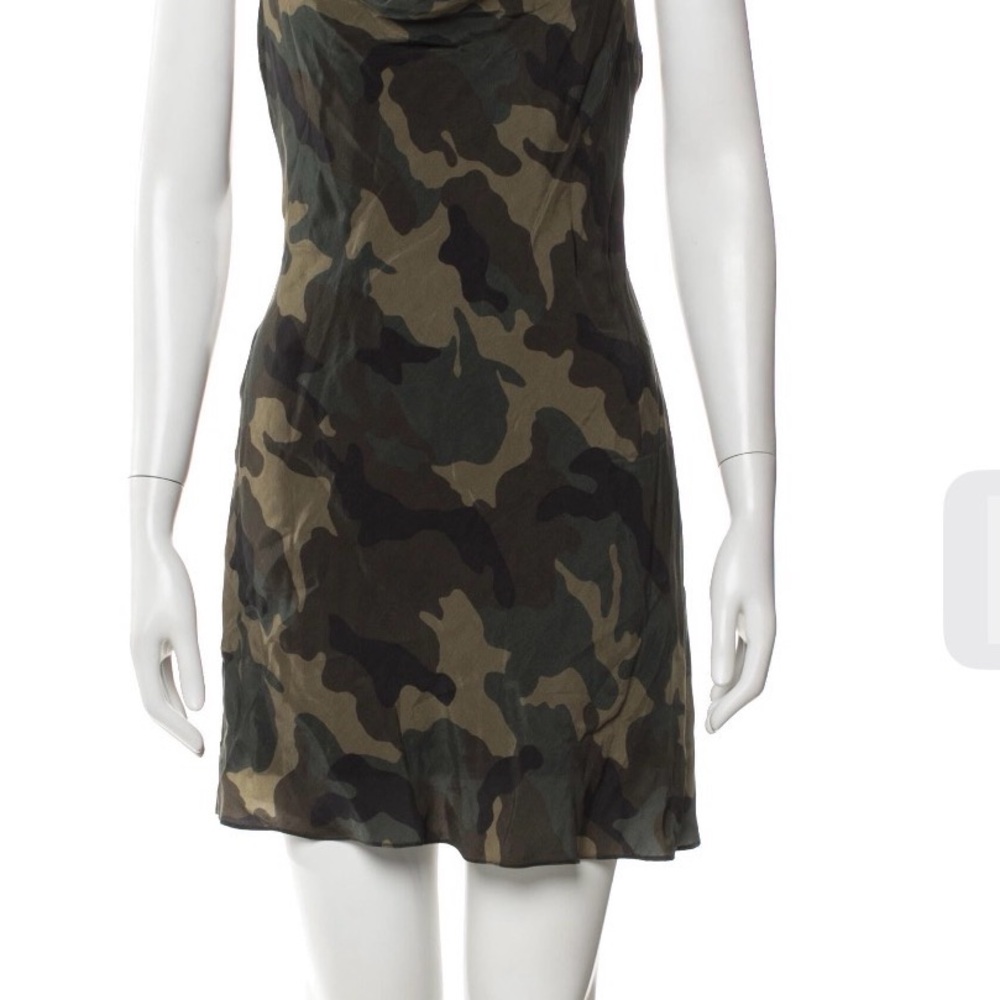 Camo Print Slip Dress - Olive/Black